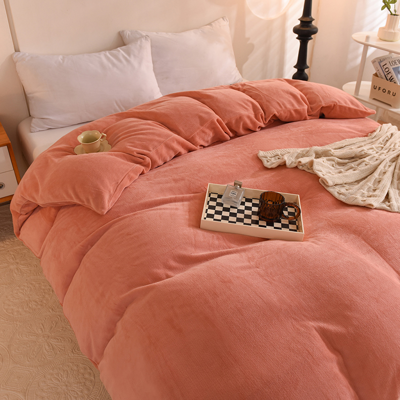 订制纯色双拼牛奶绒被套被罩