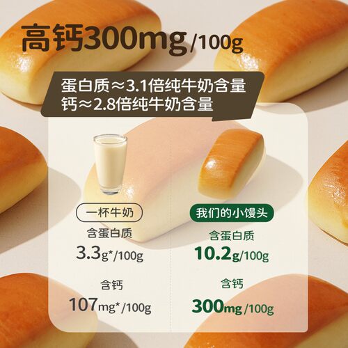 七小七山药鲜奶小馒头宝宝高钙营面包儿童学生速食早餐康零食