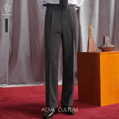 Acme 长裤 cultum绅士盔甲澳洲羊毛骑兵呢高腰单褶直筒西裤 男正装