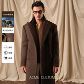 Acme cultum藏地牦牛绒加厚长款 柴斯特菲尔德毛呢大衣男休闲外套