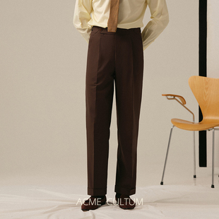 垂感高级感商务修身 AC纯羊毛意式 男职业正装 高腰单褶西裤 直筒长裤