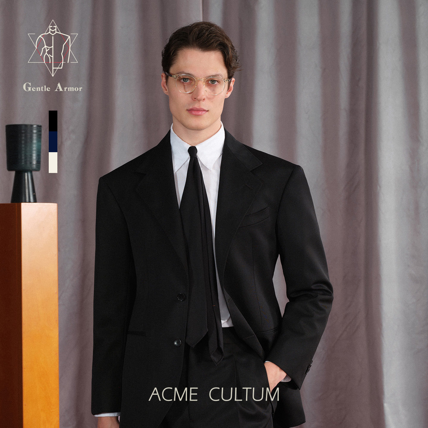 Acme cultum绅士盔甲羊毛骑兵呢宽肩西服套装男商务正装西装