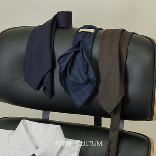 AC精纺羊毛手打领带纯色8.5cm礼盒装 手工七折无衬 轻灵飘逸