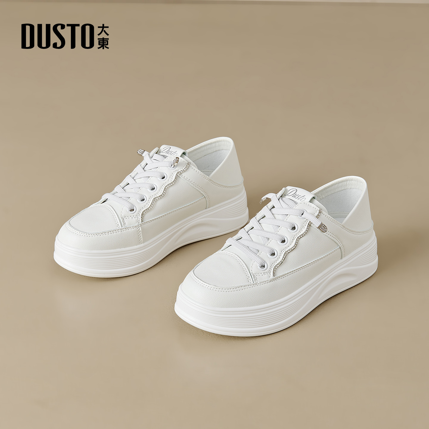 小白鞋休闲简约平底系带中跟