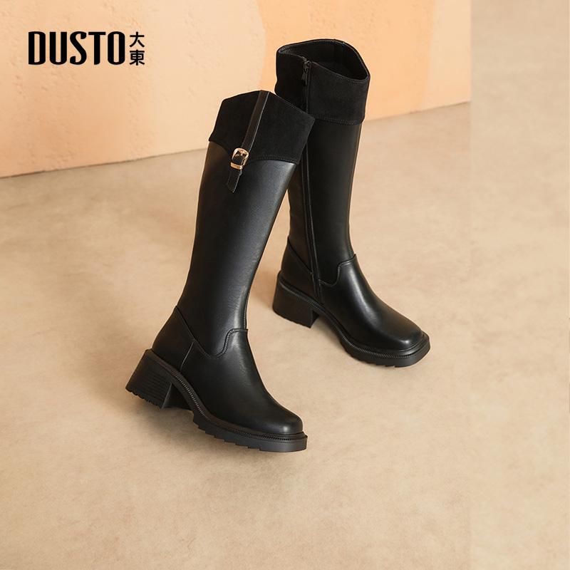 骑士靴时尚休闲粗跟侧拉链高跟