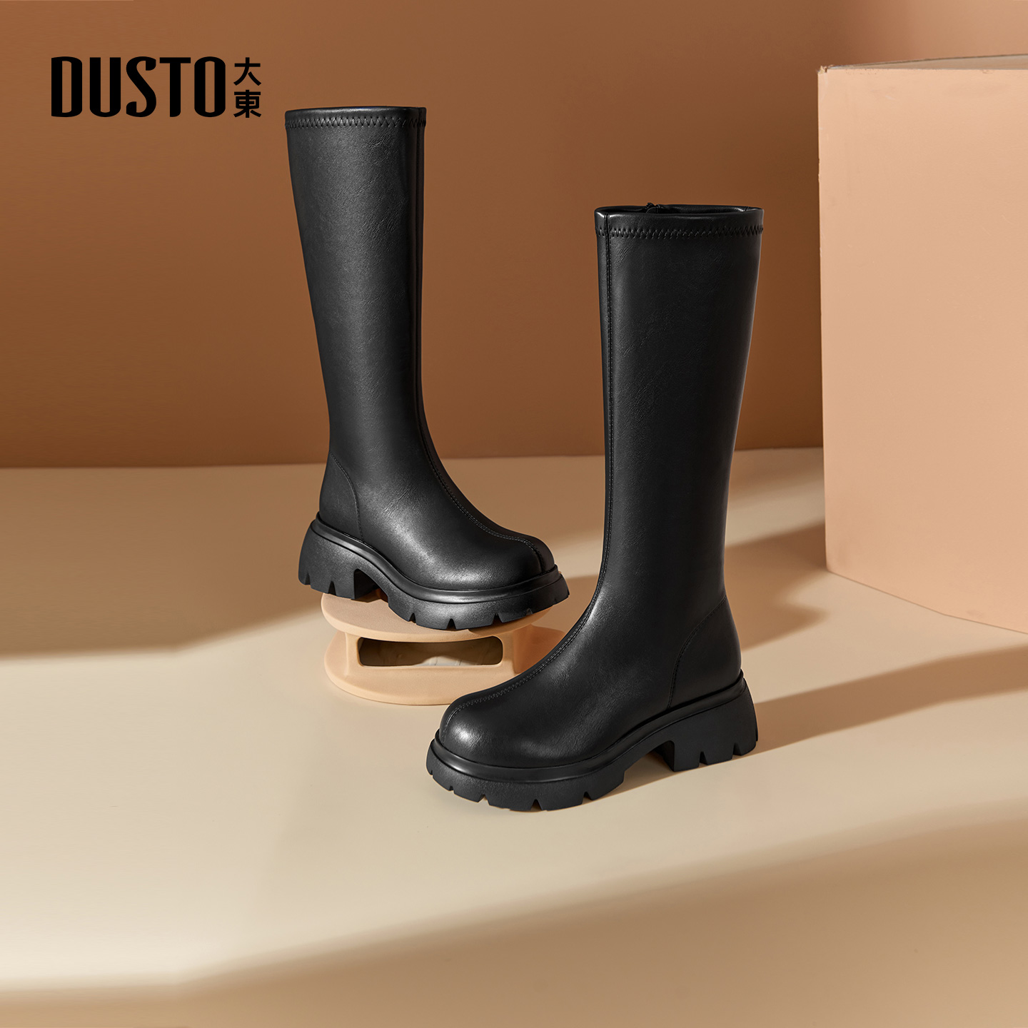 骑士靴时尚休闲粗跟侧拉链高跟