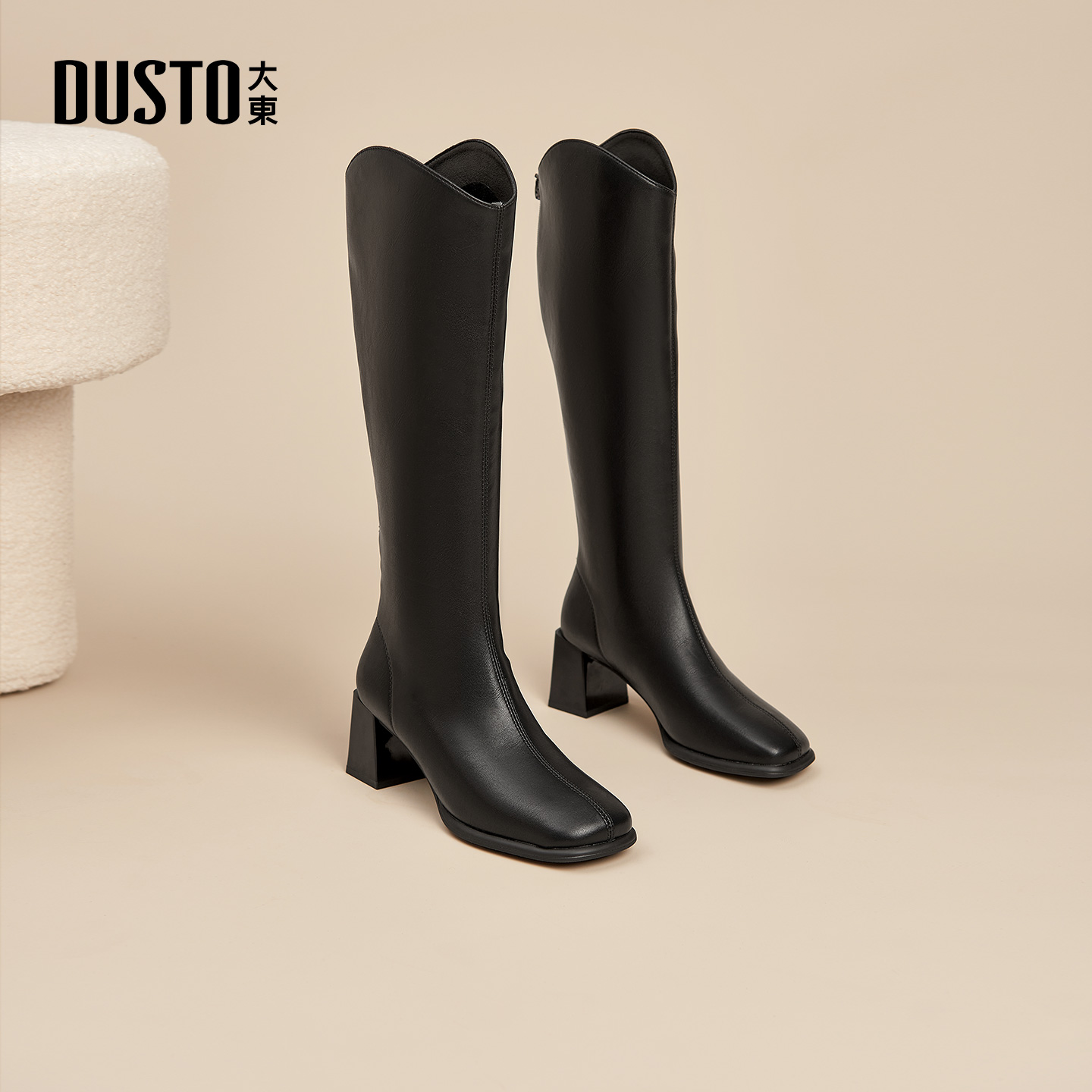 大东骑士冬季简约长筒靴女鞋