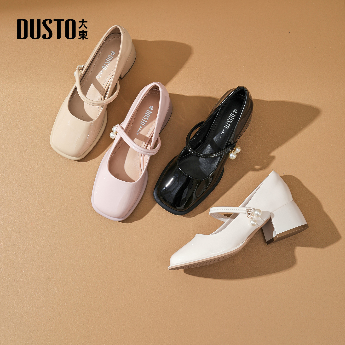 大东玛丽珍女鞋春秋季新款高跟鞋复古亮面小皮鞋粗跟通勤单鞋子女