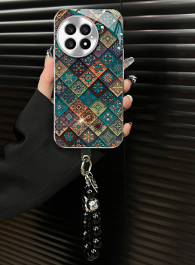 适用于一加13手机壳一加12保护套一加11高级感一加ACE3创意一加ACE2高级感新款民族图腾电镀玻璃壳镜头加高