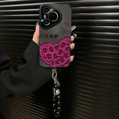 P30黑翻毛皮硅胶防摔简约爱心八方来财个性 适用于华为Pura70手机壳Pura70Pro保护套p60女款 P50高级感P40新款