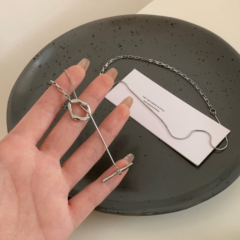 拼接ot扣卫衣项链女新款秋冬轻奢小众高级感配饰设计感长款毛衣链