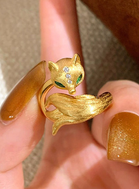 镀银2025年新款小狐娘戒指轻
