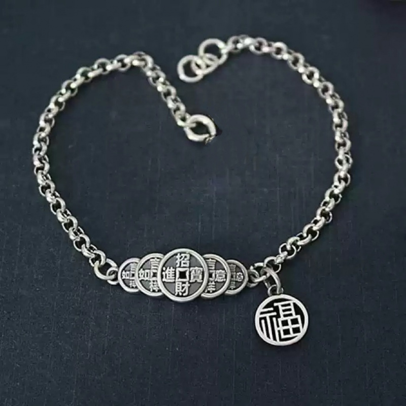 新款复古五帝币铜钱脚链个性高级