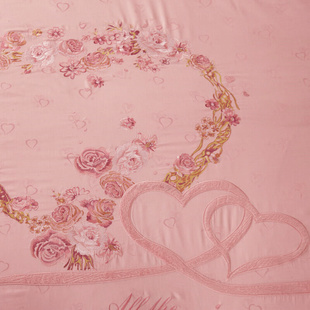 粉色四件套全棉纯棉八件套床单式 高档婚庆床品 1.8m结婚陪嫁床上