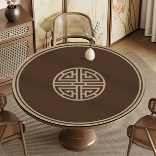新中式圆型桌垫饭桌保护垫硅胶桌面防滑垫茶几垫圆形桌布防水防油