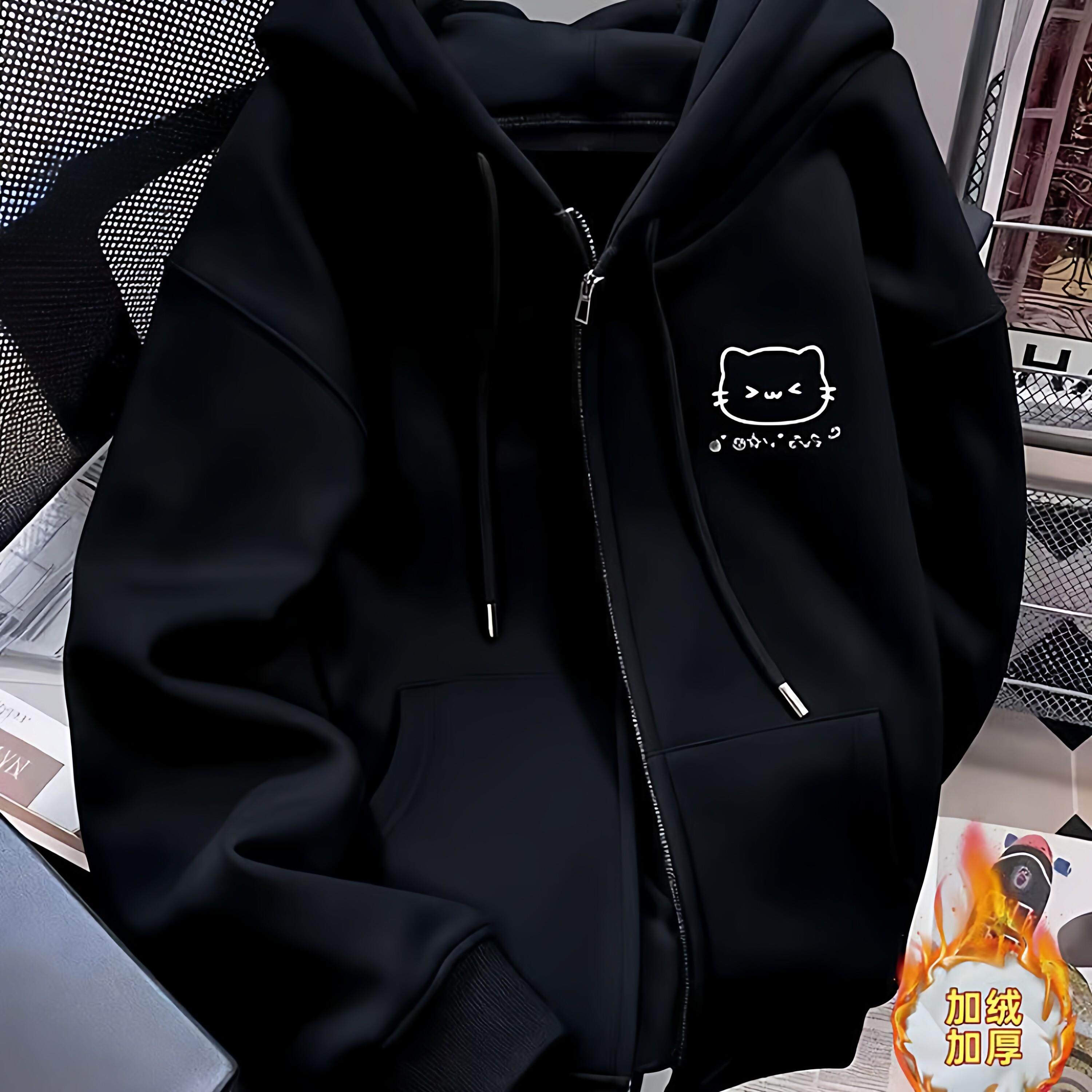 男女童慵懒风连帽开衫卫衣2025秋冬新款加绒可爱卡通拉炼保暖外套