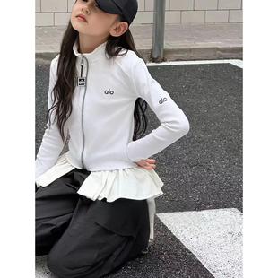 女童瑜伽运动外套卫衣2025新款儿童洋气时髦春秋装女孩短款上衣