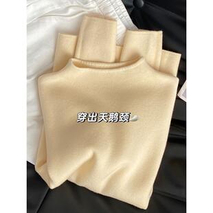 浅黄色内搭毛衣女秋冬2025新款半高领针织打底小衫高级感外穿上衣
