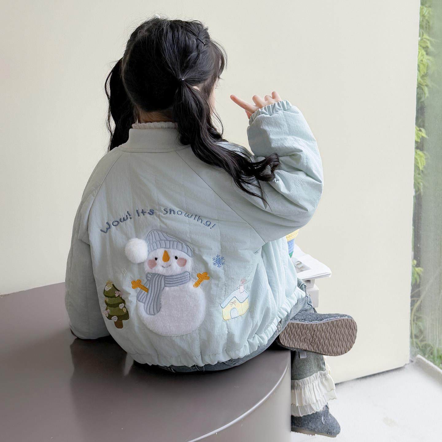 女童夹棉外套秋冬季2025新款上衣加厚女宝宝深秋儿童初冬装棒球服