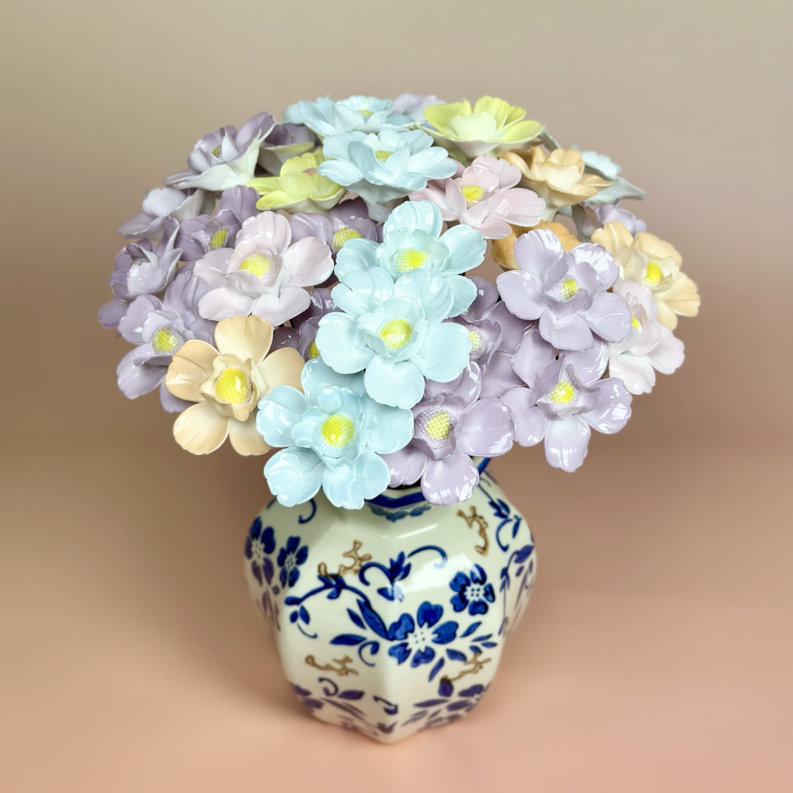 景德镇仿真手捏陶瓷花客厅摆件牡丹花茉莉花芍药花栀子花花瓶套装