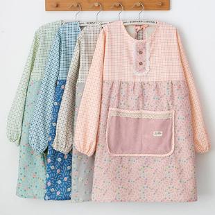 可爱日系围裙家用厨房反穿罩衣防污长袖大人男女面包店工作服装