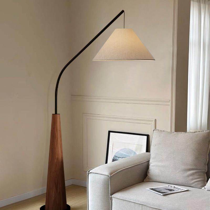 法式中古客厅落地灯中式木纹地灯书房复古风民宿钓鱼灯装饰氛围灯