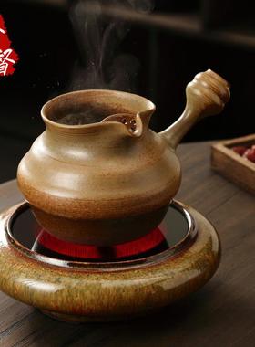 明德园侧把柴烧釉窑变红泥古法围炉煮茶器罐罐茶壶手工家用电陶炉