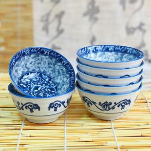 釉下彩中式 小碗 青花瓷复古精美米饭碗家用2024新款 陶瓷碗10个套装