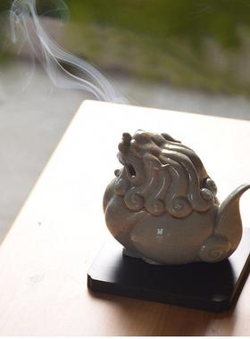 大鱼美器陶瓷香炉摆件狮子香薰炉中式创意家用书房装饰塔香盘香炉