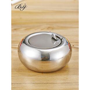 鼓形不锈钢烟灰缸防风盖欧式风格简单时尚新潮金属烟杯创意家居刻