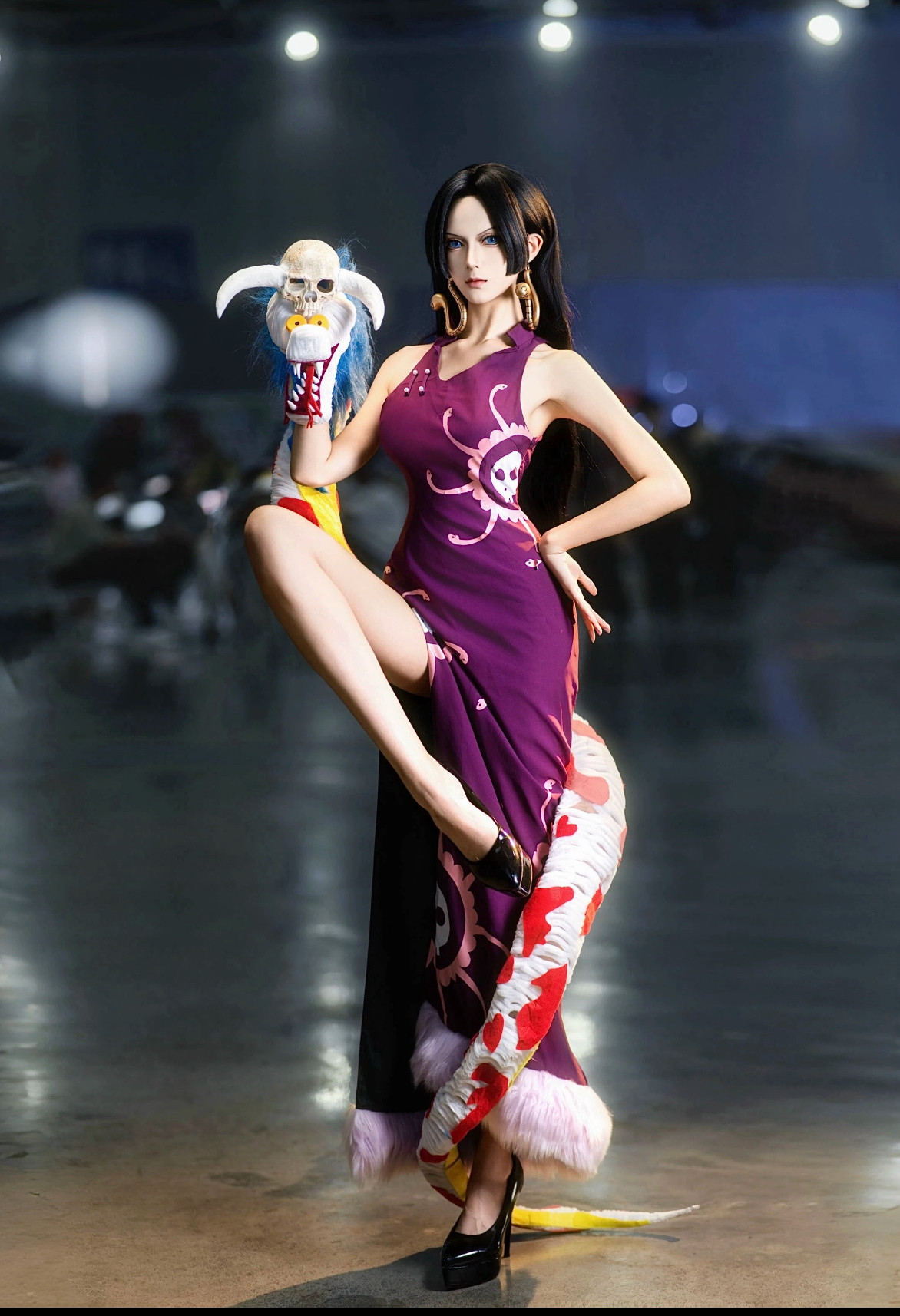 海贼王女帝cos服旗袍耳环套装七武海蛇姬波雅汉库克cosplay服装