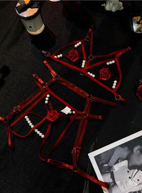 MrsPanda·珠联璧合·文胸性感内衣套装三件套黑色红色白色三色