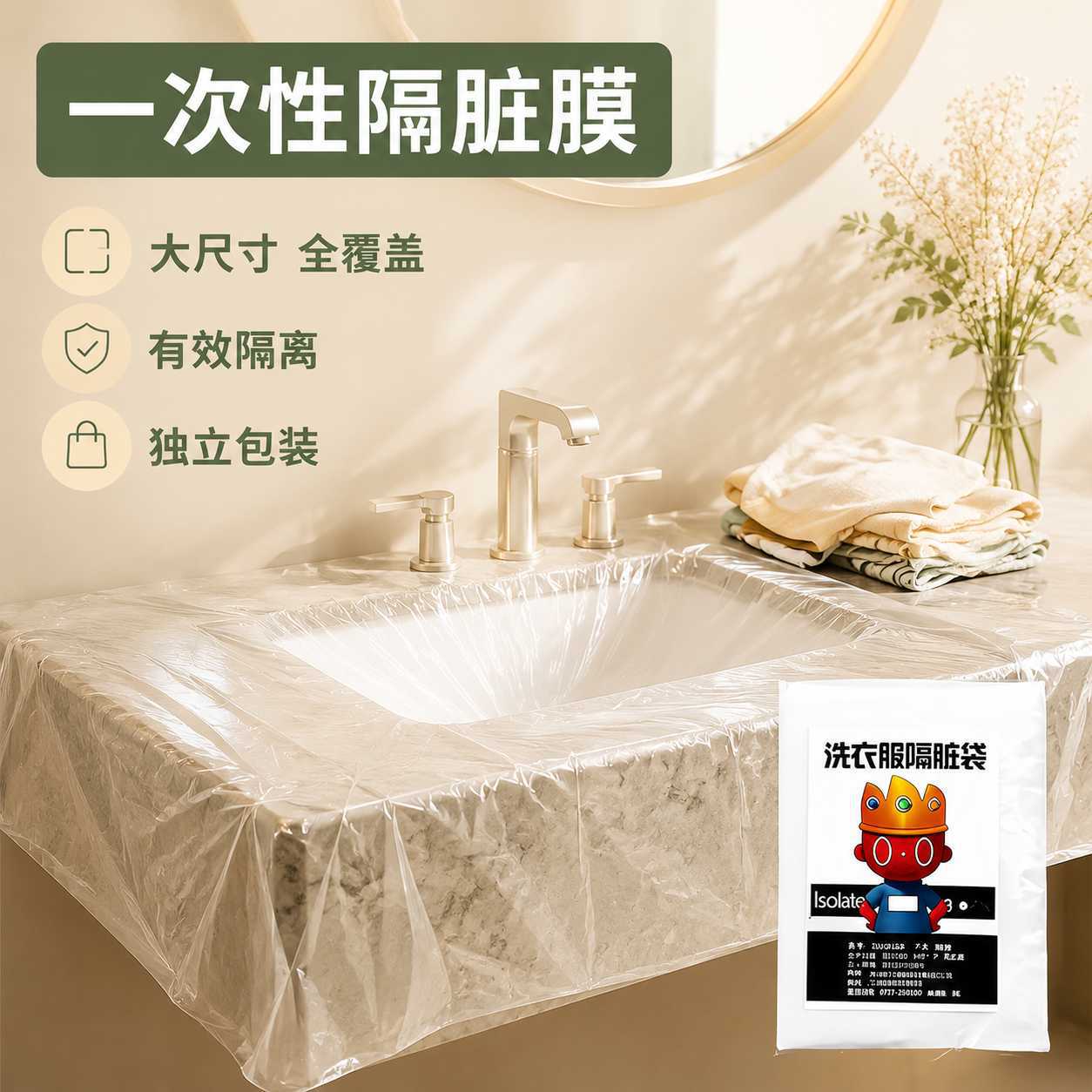 酒店隔脏膜一次性水池袋洗漱台脸盆膜旅行民宿洗衣服水池浴缸套袋