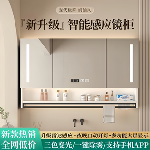 智能浴室镜柜单独挂墙式卫生间镜柜带灯除雾洗手间镜子收纳储物柜