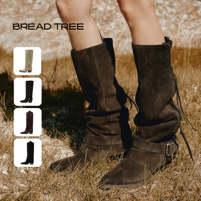 【所有女生的衣橱直播间】BREADTREE面包树西部风褶皱堆堆长靴