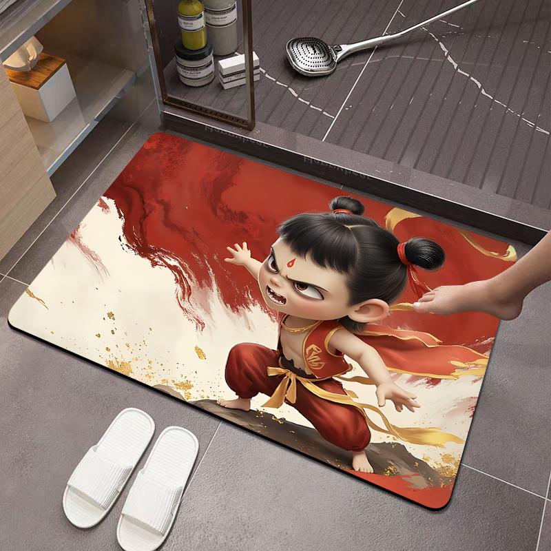 哪吒魔童闹海硅藻泥浴室门口地垫吸水速干洗手间厕所门口防滑脚垫