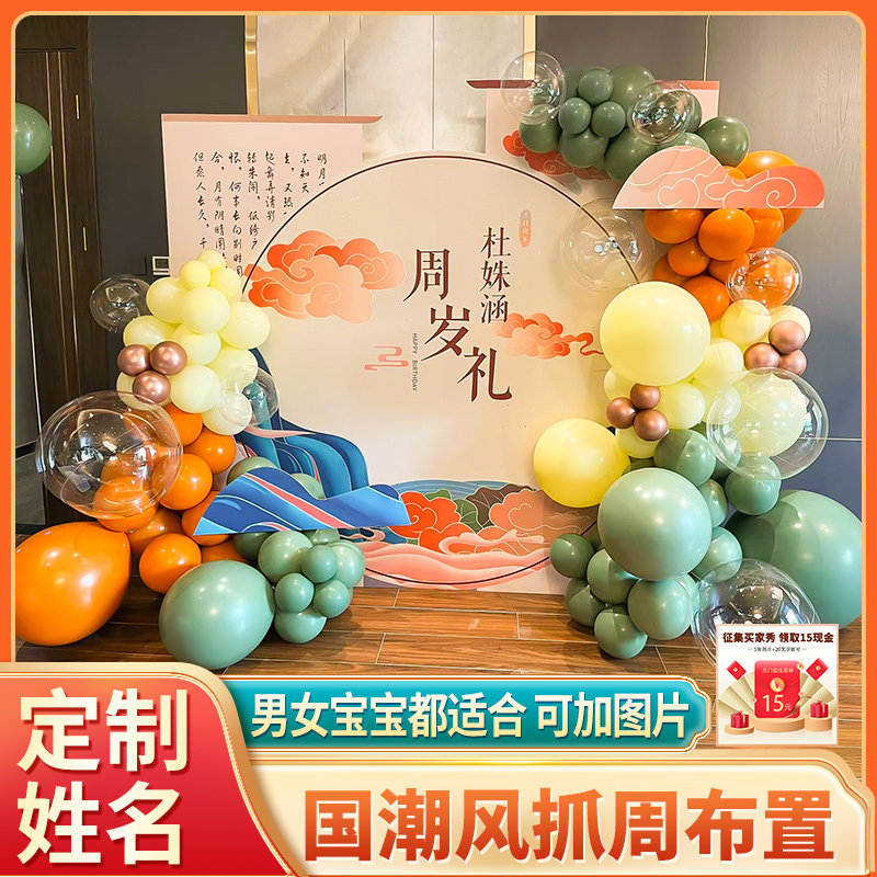 国潮风中式抓周礼宝宝一周岁生日百天宴布置装饰背景墙kt板男女孩使用感如何?