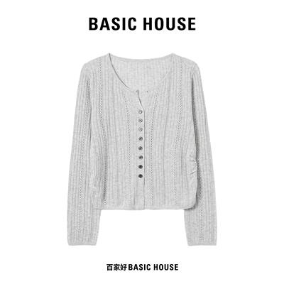 百家好秋季新款显瘦抽褶针织衫女