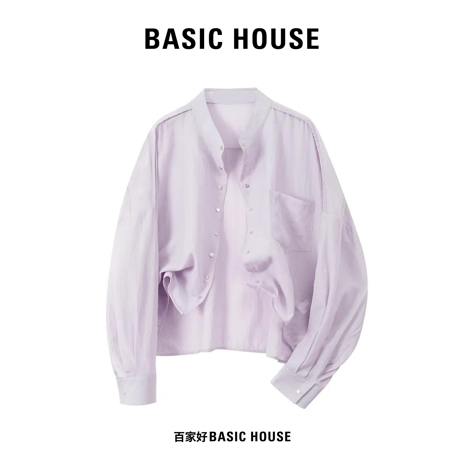 百搭单排扣圆领收袖设计感衬衫女