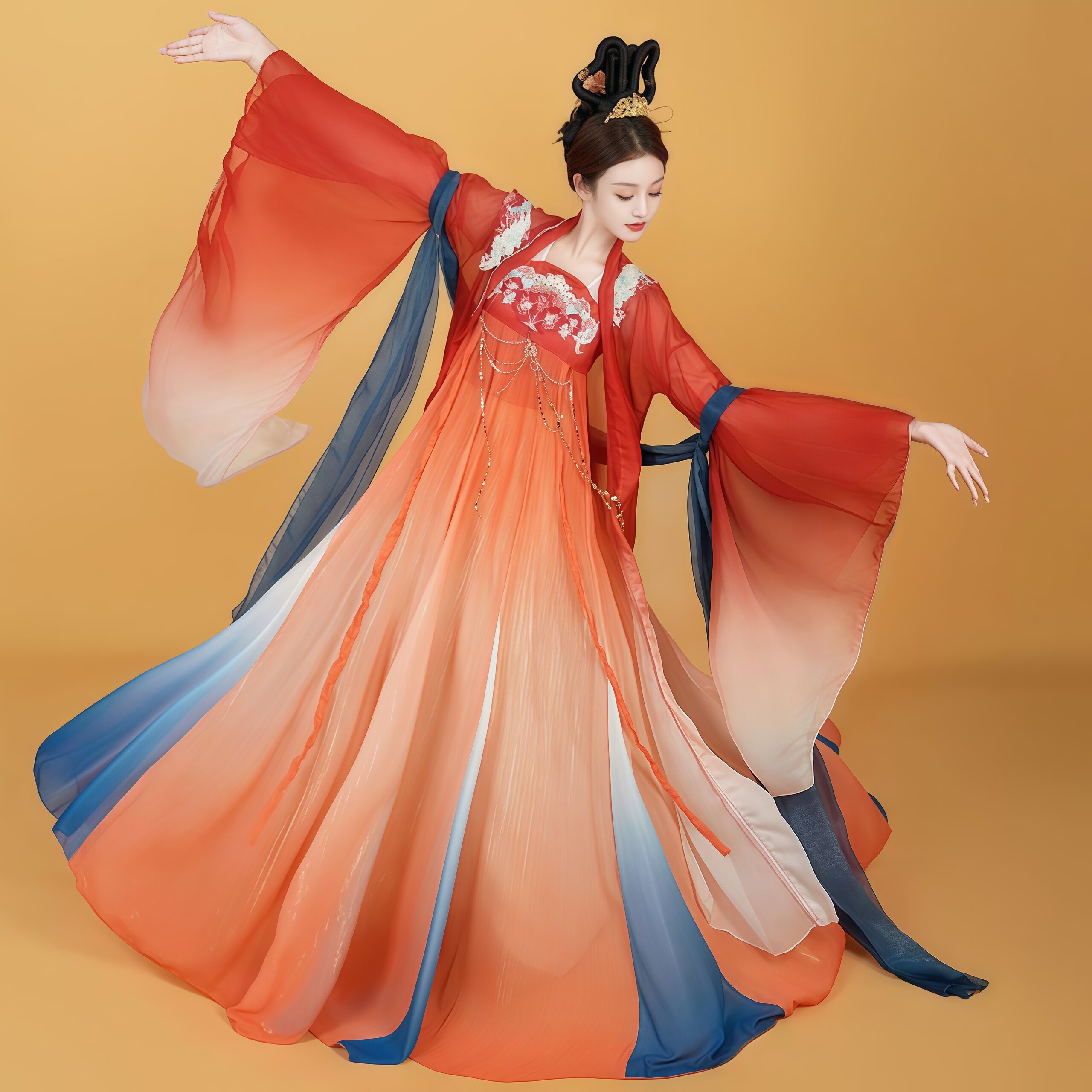 古典舞蹈服大唐夜宴女飘逸大袖衫古风裙古典舞中国舞艺考演出服装