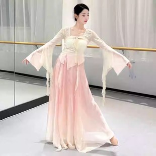 古典舞蹈服身韵仙气设计感纱衣上衣飘逸渐变裙裤 中国舞表演练功服