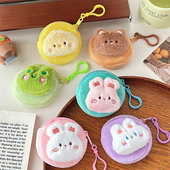 质量严选可爱卡通毛绒零钱包迷你软萌动物硬币收纳包学生便携耳机