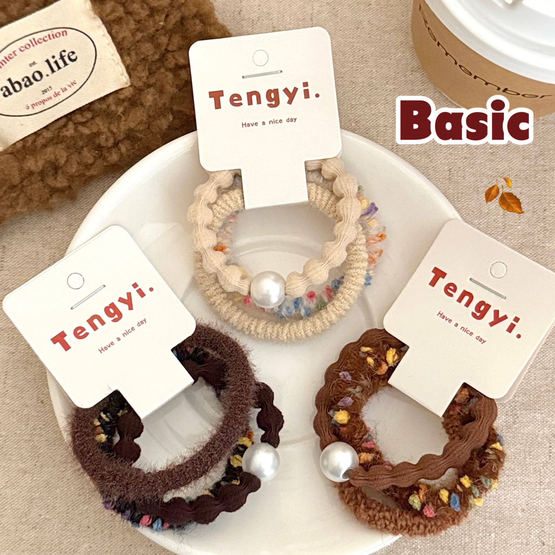 甜美质量严选秋冬彩色毛绒发饰