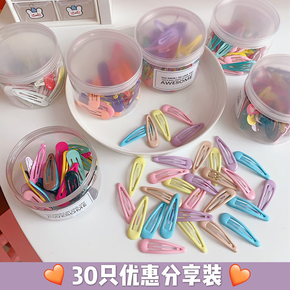 新款 30只罐装彩色发夹发饰冰淇淋金属BB夹侧边夹头饰全新萌娜丽