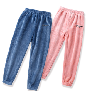 新暖暖裤儿童睡裤男童秋冬季保暖裤女童珊瑚绒家居裤法兰绒打底裤