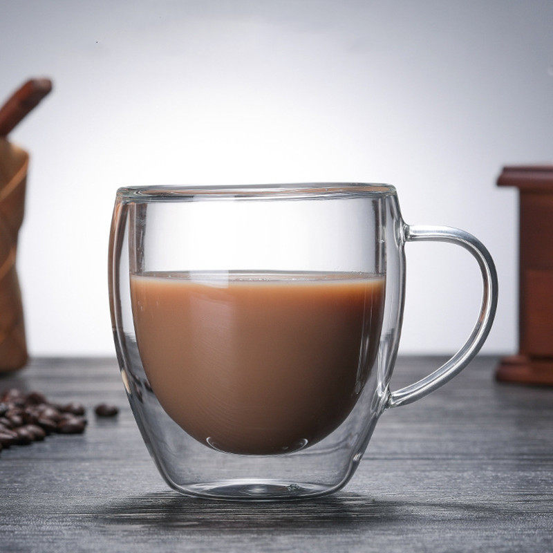 现货透明玻璃隔热咖啡杯