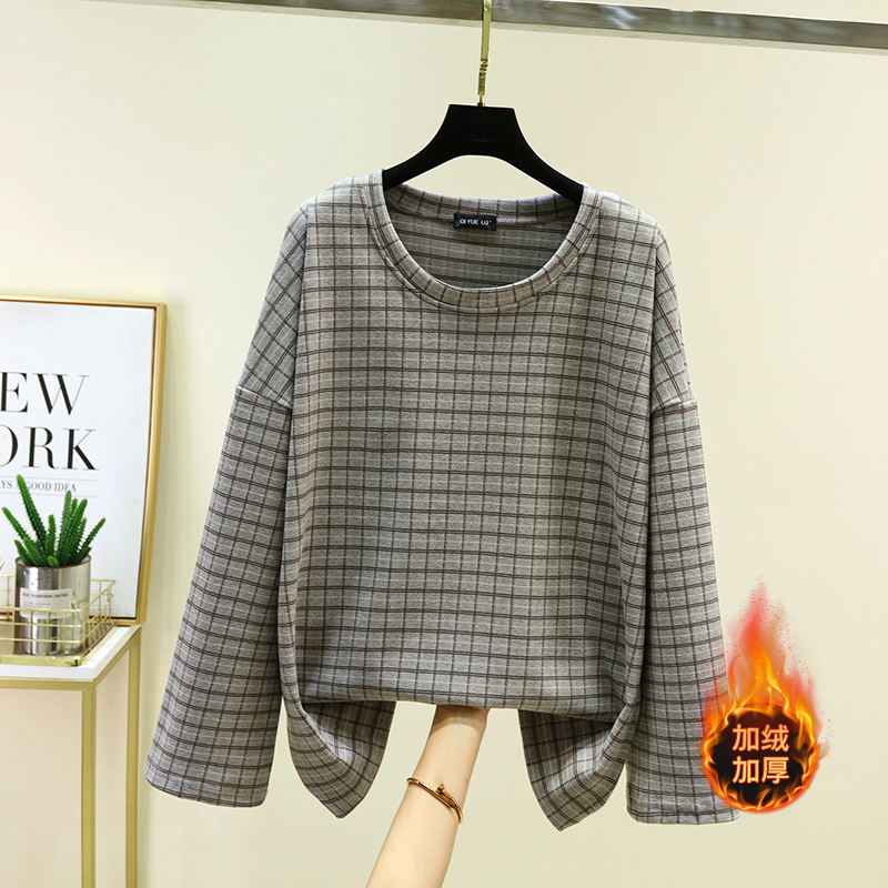 秋冬德绒格子保暖上衣