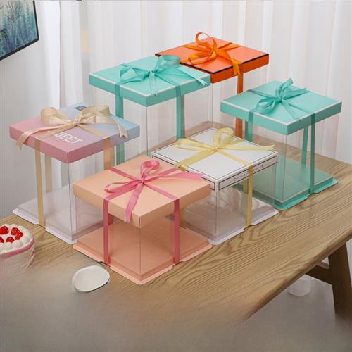 透明生日蛋糕盒子包装盒单双层加高蛋糕包装盒4四6六8八10十12寸