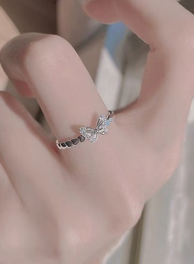 胖东来蝴蝶锆石戒指女小众设计高级感简约百搭开口食指戒指环首饰