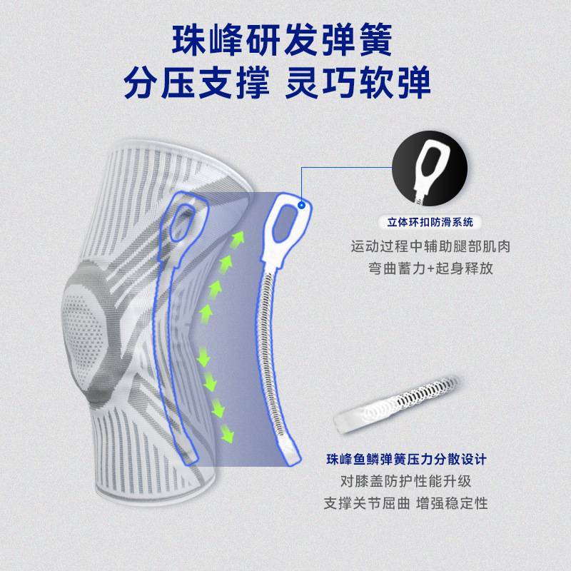 厂家直供珠峰运动护膝男女篮球硅胶防护弹簧支撑保护半月板膝关节